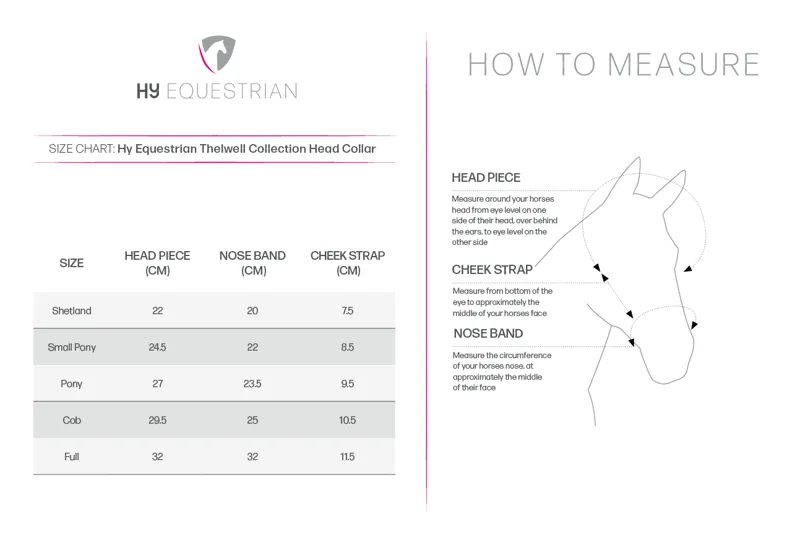 Hy Equestrian Thelwell Headcollar Sizing